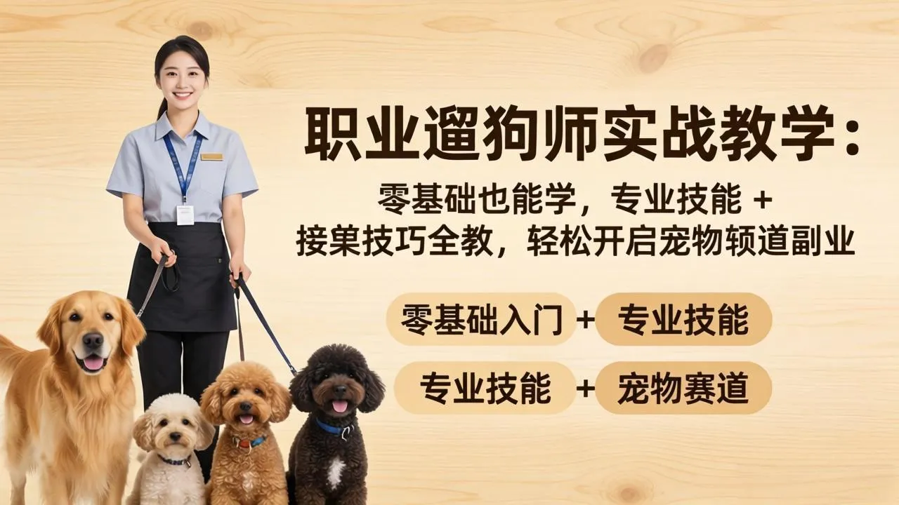职业遛狗师实战教学：零基础也能学，专业技能 + 接单技巧全教，轻松开启宠物赛道副业-706资源网