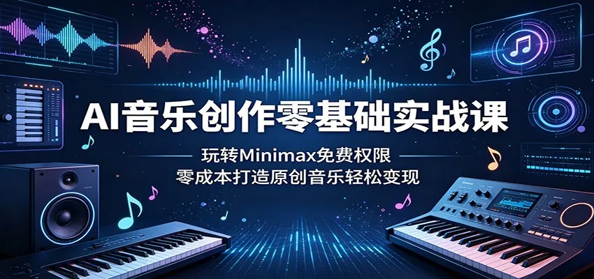 AI音乐创作零基础实战课：玩转Minimax免费权限，零成本打造原创音乐轻松变现-706资源网