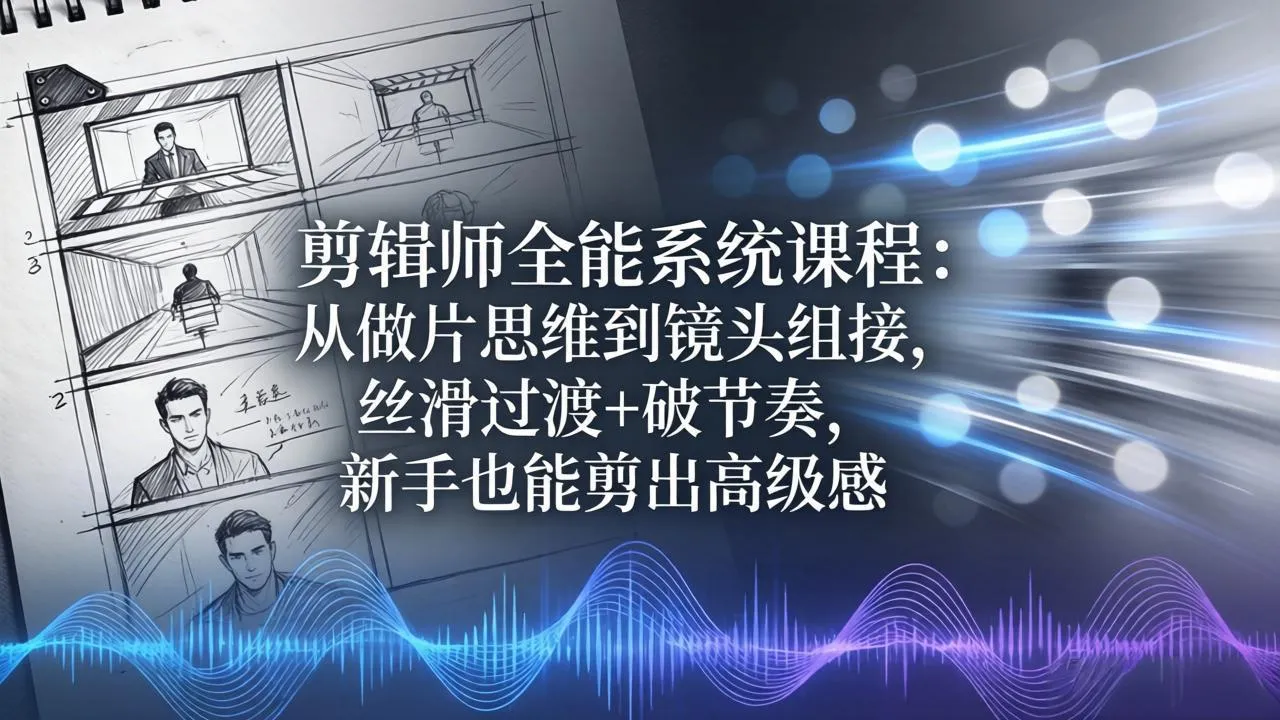 剪辑师全能系统课程：从做片思维到镜头组接，丝滑过渡+破节奏，新手也能剪出高级感-706资源网
