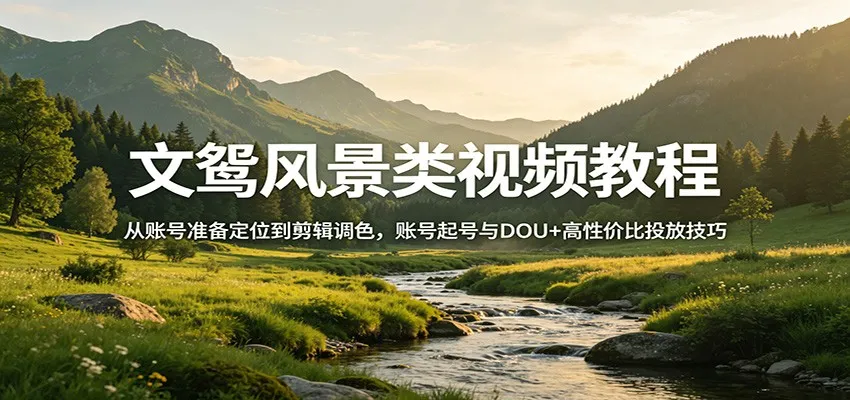 文鸳风景类视频教程：从账号准备定位到剪辑调色，账号起号与DOU+高性价比投放技巧-706资源网