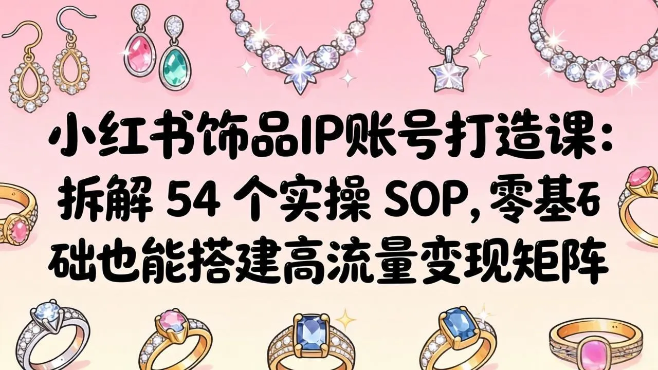 小红书饰品IP账号打造课：拆解 54 个实操 SOP，零基础也能搭建高流量变现矩阵-706资源网