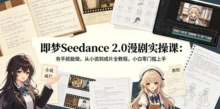 即梦Seedance 2.0漫剧实操课：有手就能做，从小说到成片全教程，小白零门槛上手-706资源网