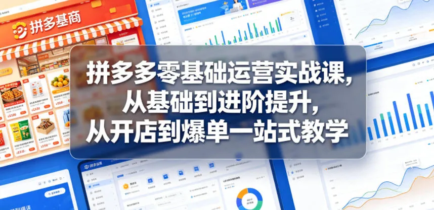 拼多多零基础运营实战课，从基础到进阶提升，从开店到爆单一站式教学-706资源网