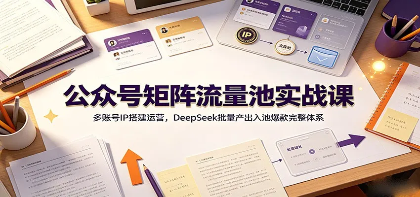 公众号矩阵流量池实战课：多账号IP搭建运营，DeepSeek批量产出入池爆款完整体系-706资源网