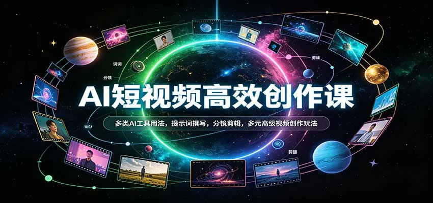 AI短视频高效创作课:多类AI工具用法,提示词撰写,分镜剪辑,多元高级视频创作玩法-706资源网