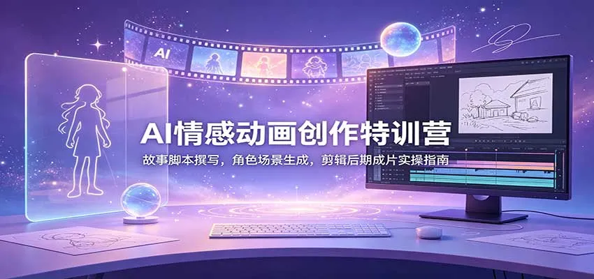 AI情感动画创作特训营：故事脚本撰写，角色场景生成，剪辑后期成片实操指南-706资源网