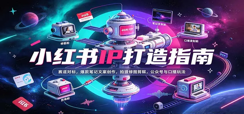 小红书IP打造指南：赛道对标，爆款笔记文案创作，拍摄修图剪辑，公众号与口播玩法-706资源网
