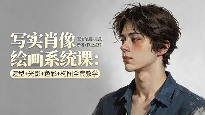 写实肖像绘画系统课:造型+光影+色彩+构图全套教学,配套笔刷+示范+作业点评-706资源网