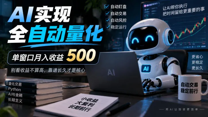 AI实现全自动量化，单窗口月入收益500，别看收益不算高，靠谱长久才是核心【揭秘】-706资源网
