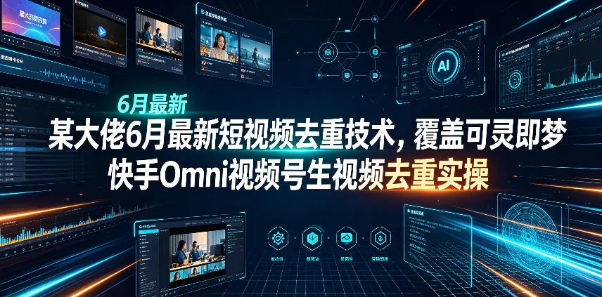 某大佬6月最新短视频去重技术，覆盖可灵即梦快手Omni视频号生视频去重实操-706资源网