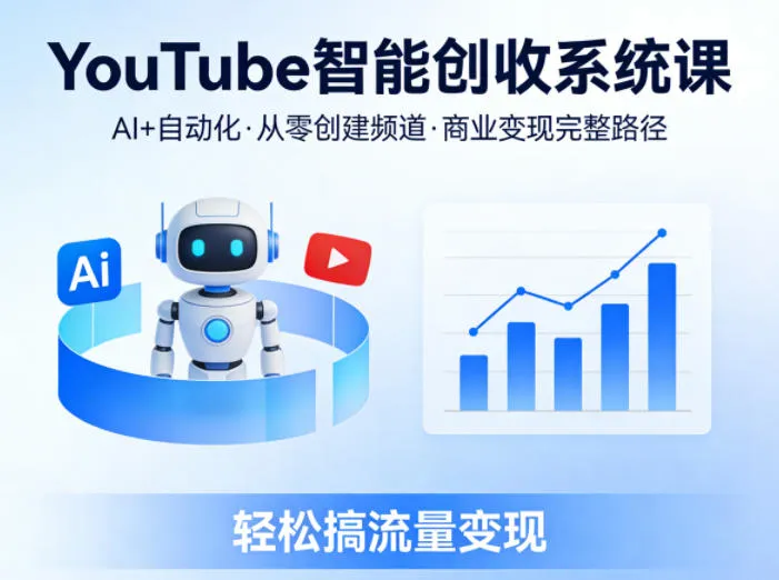YouTube智能创收系统课，AI+自动化，从零创建YouTube频道并实现商业变现的完整路径，轻松搞流量变现-706资源网
