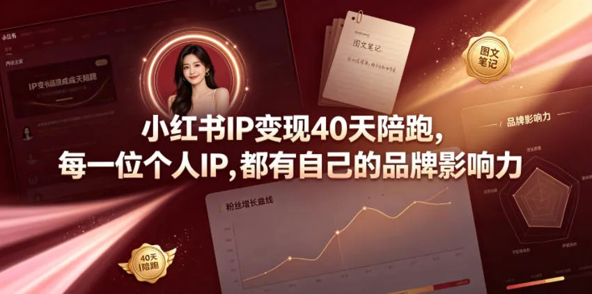 小红书IP变现40天陪跑，每一位个人IP，都有自己的品牌影响力-706资源网