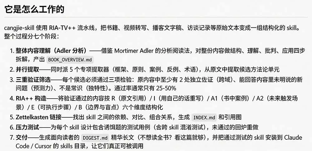 全网走红!GitHub上6.7K Star的开源项目,把任何书、长视频、播客蒸馏成AI工具,值得收藏 cangjie-skill-706资源网