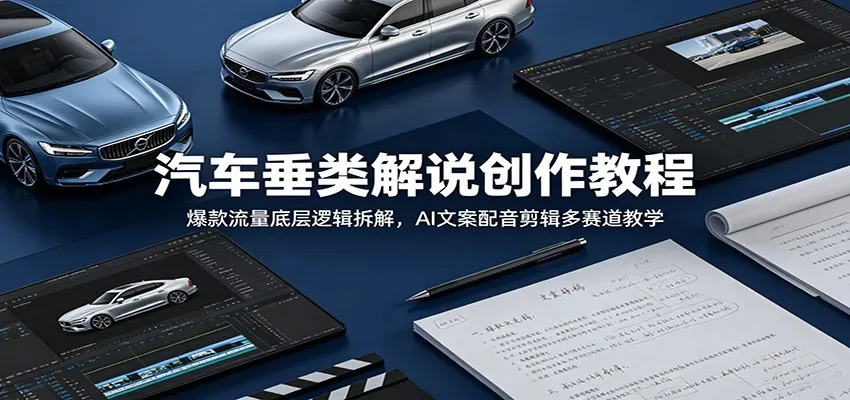 汽车垂类解说创作教程：爆款流量底层逻辑拆解，AI文案配音剪辑多赛道教学-706资源网