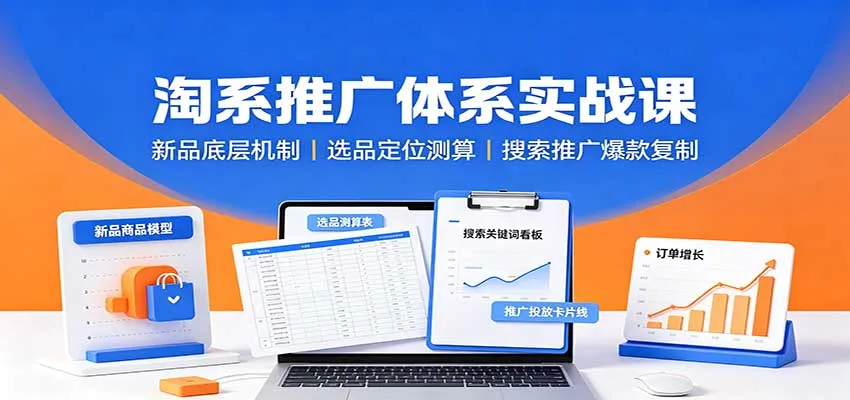 淘系推广体系实战课：新品底层机制，选品定位测算，搜索推广爆款复制-706资源网