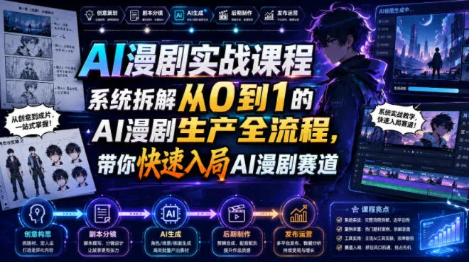 AI漫剧实战课程，系统拆解从0到1的AI漫剧生产全流程，带你快速入局AI漫剧赛道（更新）-706资源网