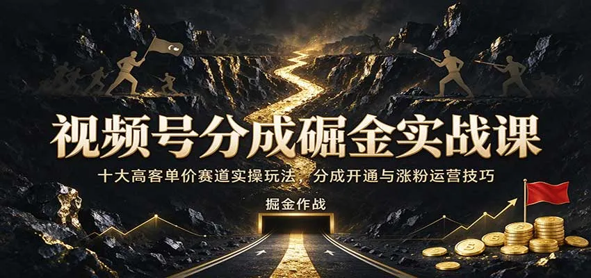 视频号分成掘金实战课:十大高客单价赛道实操玩法,分成开通与涨粉运营技巧-706资源网
