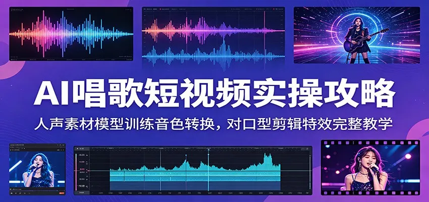 AI唱歌短视频实操攻略：人声素材模型训练音色转换，对口型剪辑特效完整教学-706资源网