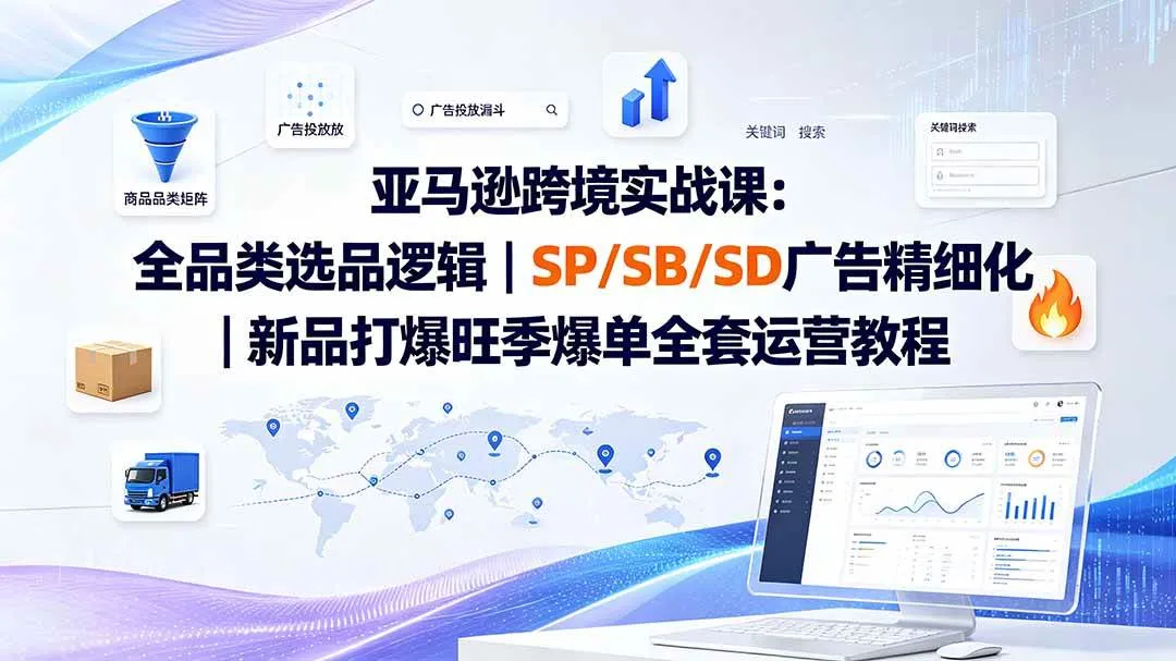 (20160期)亚马逊跨境实战课-更新8月:全品类选品逻辑|SP/SB/SD广告精细化|新品打爆旺季爆单全套运营教程-706资源网