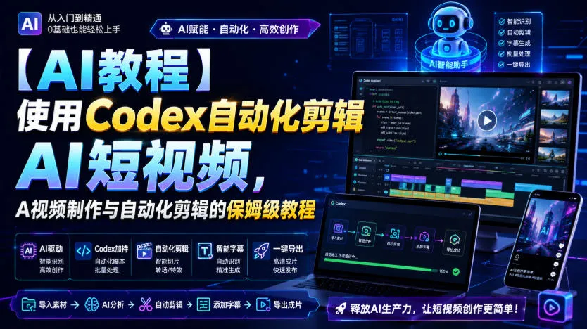 【AI教程】使用Codex自动化剪辑AI短视频，AI视频制作与自动化剪辑的保姆级教程-706资源网