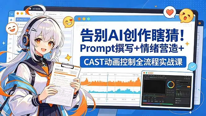 告别AI创作瞎猜！Prompt撰写+情绪营造+CAST动画控制全流程实战课-706资源网