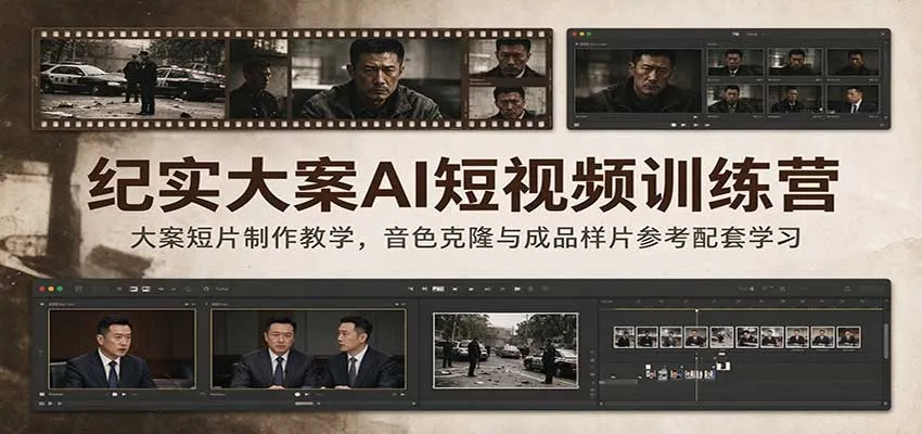 纪实大案AI短视频训练营：大案短片制作教学，音色克隆与成品样片参考配套学习-706资源网