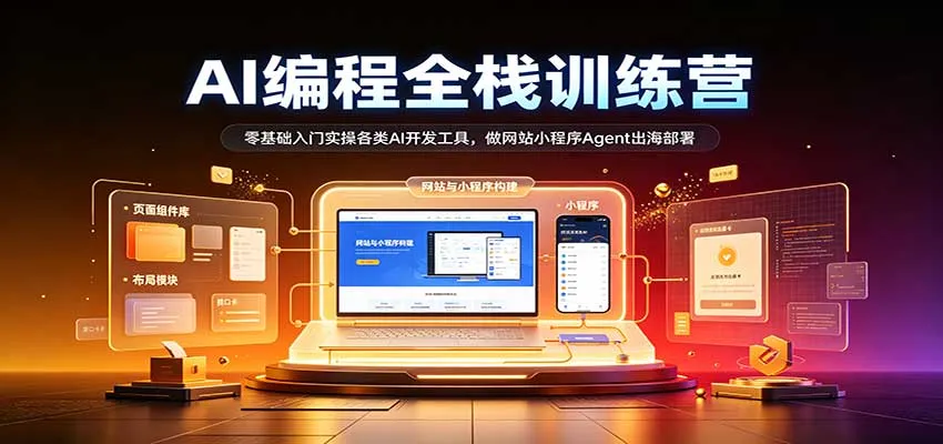 AI编程全栈训练营::零基础入门实操各类AI开发工具,做网站小程序Agent出海部署-706资源网