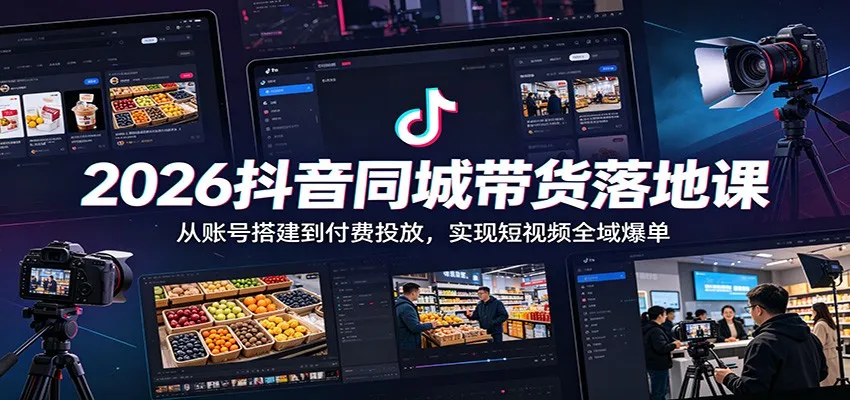 2026抖音同城带货落地课：从账号搭建到付费投放，实现短视频全域爆单-706资源网