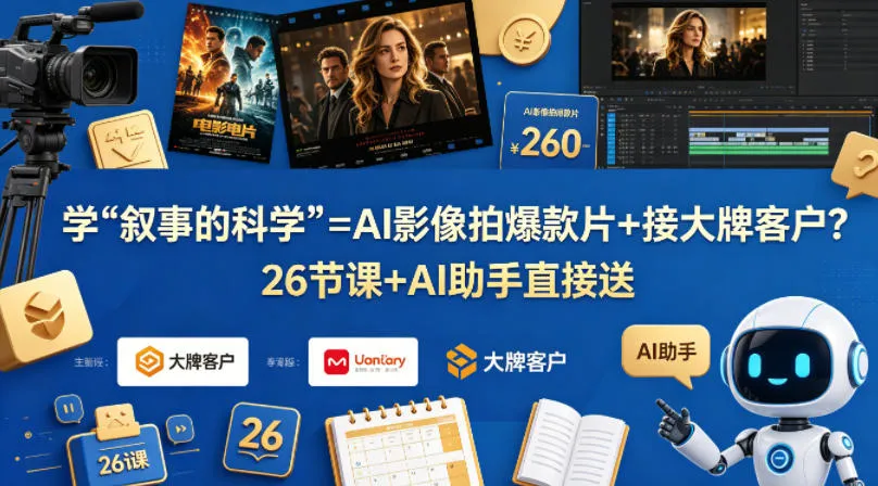 学《叙事的科学》=AI影像拍爆款片+接大牌客户？26节课+AI助手直接送【原创双语字幕】-706资源网