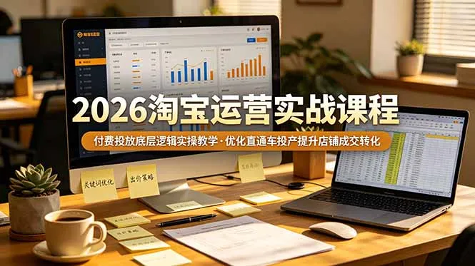 2026 淘宝运营实战课程，付费投放底层逻辑实操教学，优化直通车投产提升店铺成交转化-706资源网