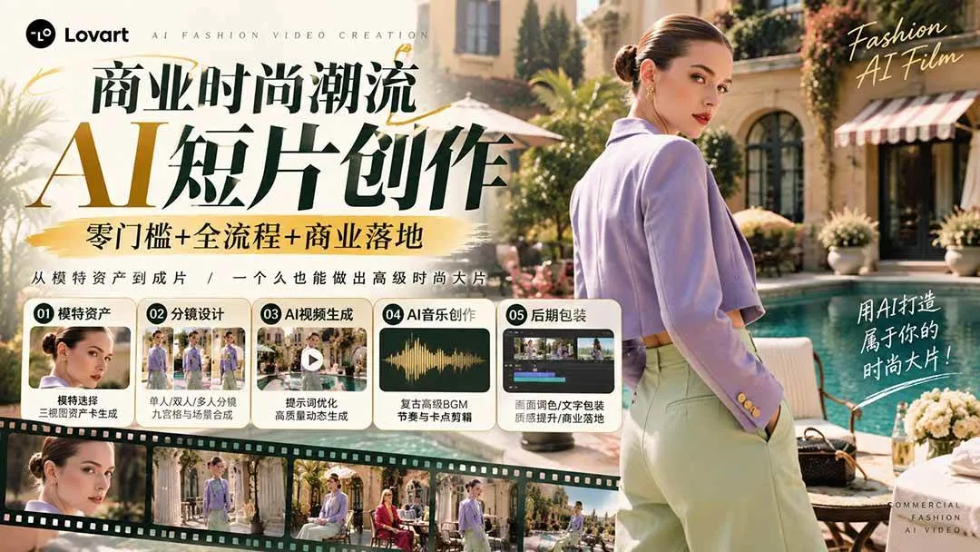 (21000期)从一张模特图到高级时尚广告大片:AI三视图资产、场景合成、电影分镜、动态生成与复古音乐剪辑实战课-706资源网