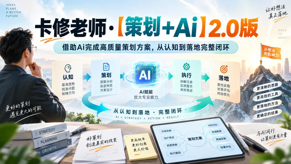 卡修老师·【策划+Ai】2.0版借助Ai完成高质量策划方案，从认知到落地完整闭环-706资源网