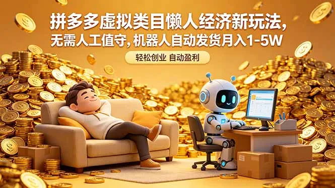 拼多多虚拟类目懒人经济新玩法,无需人工值守,机器人自动发货月入 1-5W-706资源网