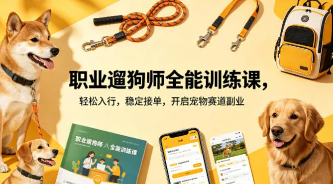 职业遛狗师全能训练课，轻松入行，稳定接单，开启宠物赛道副业-706资源网