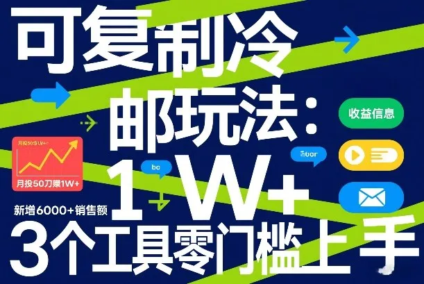 可复制冷邮件玩法：月投50刀賺1W+，新增6000+销售额，3个工具零门槛上手-706资源网