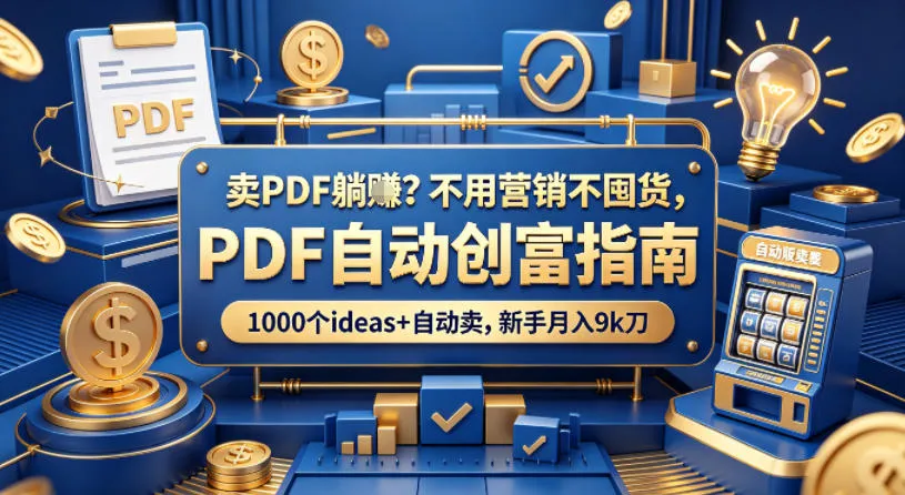 卖PDF躺賺？不用营销不囤货，PDF自动创富指南，1000个ideas+自动卖，新手月入9k刀【原创双语字幕】-706资源网