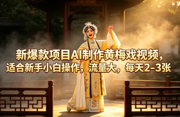 新爆款项目AI制作黄梅戏视频，适合新手小白操作，流量大，每天2-3张-706资源网