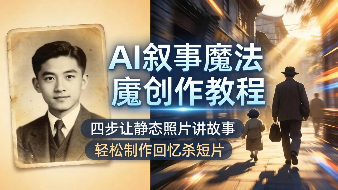 AI叙事魔法创作教程，四步让静态照片讲故事，老照片修复加动态特效，轻松制作回忆杀短片-706资源网