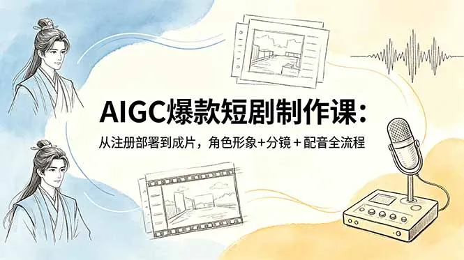 AIGC爆款短剧制作课:从注册部署到成片,角色形象+分镜+配音全流程-706资源网