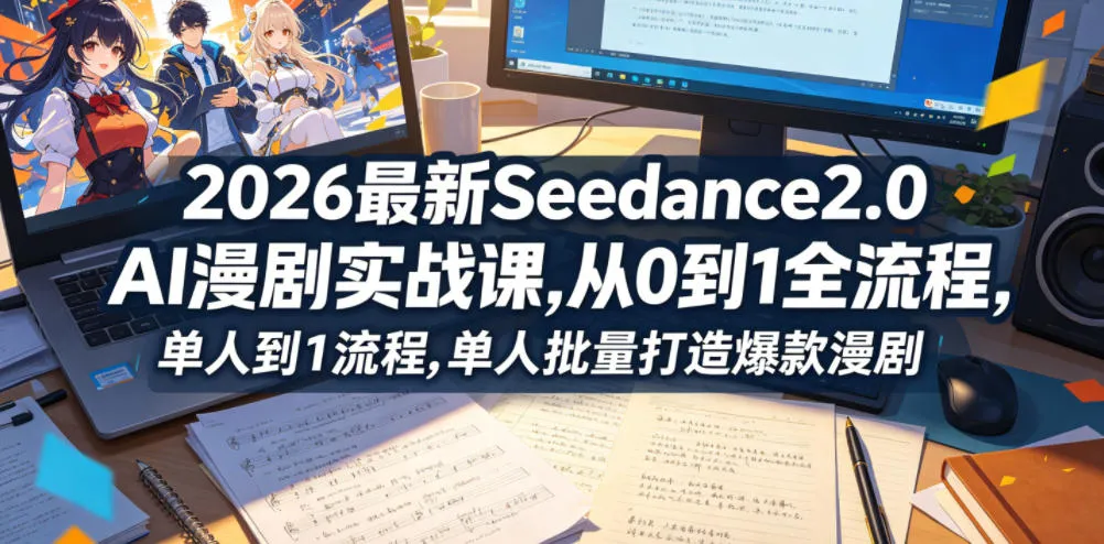 2026最新Seedance2.0 AI漫剧实战课,，从0到1全流程，单人批量打造爆款漫剧-706资源网