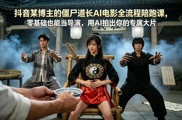抖音某博主的僵尸道长AI电影全流程陪跑课，零基础也能当导演，用AI拍出你的专属大片-706资源网