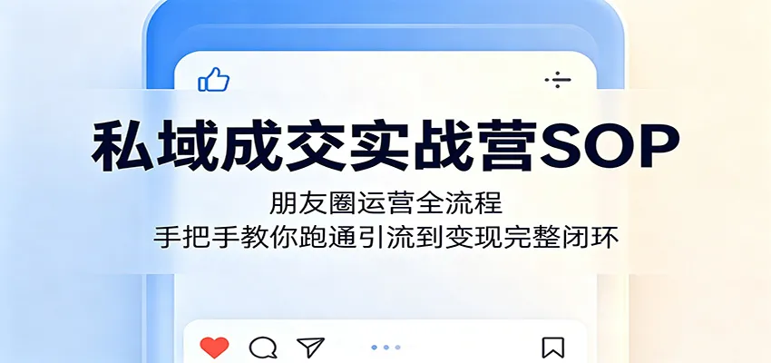 私域成交实战营SOP：朋友圈运营全流程，手把手教你跑通引流到变现完整闭环-706资源网