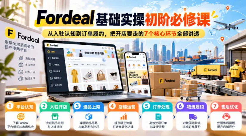 Fordeal基础实操初阶必修课，从入驻认知到订单履约，把开店要走的7个核心环节全部讲透-706资源网