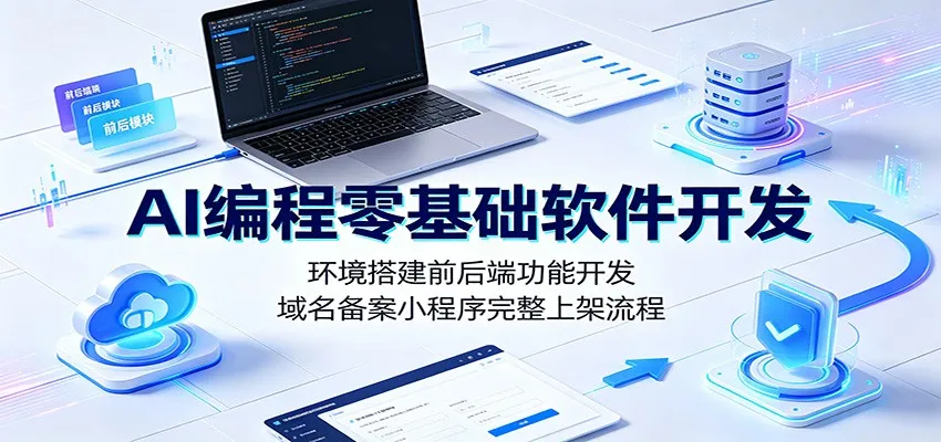 AI编程零基础软件开发：环境搭建前后端功能开发，域名备案小程序完整上架流程-706资源网