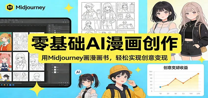 图片[1]-零基础AI漫画创作：用Midjourney画漫画书，轻松实现创意变现-706资源网