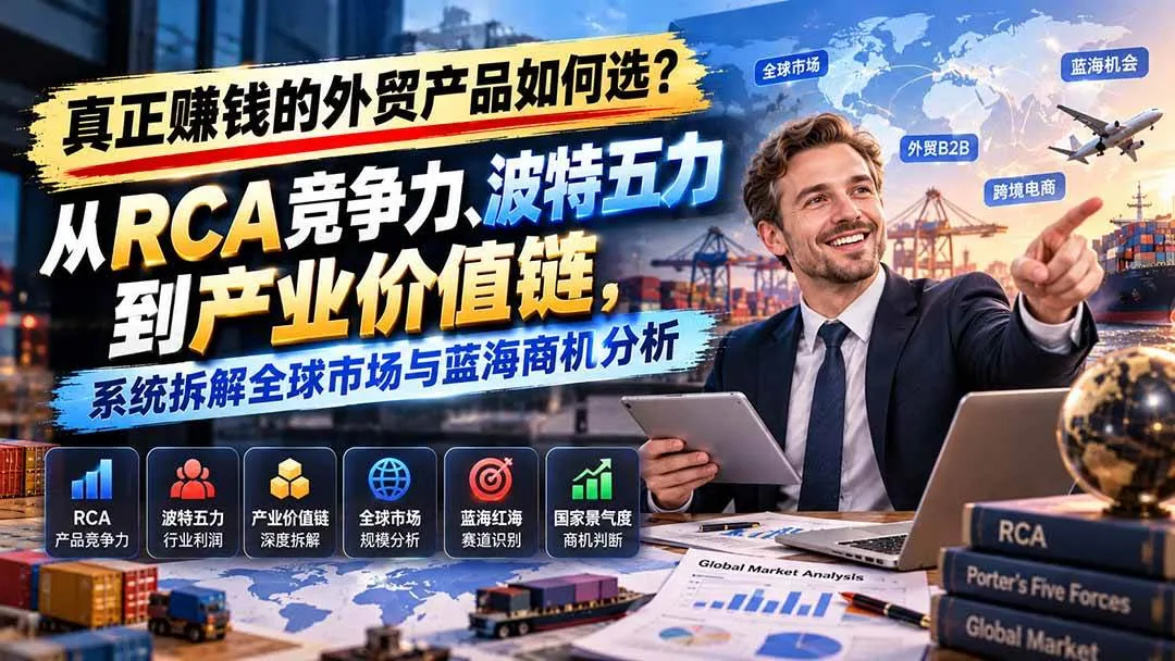 (20932期)真正赚钱的外贸B2B产品如何选?从RCA竞争力、波特五力到产业价值链,系统拆解全球市场与蓝海商机分析 (20932期)真正赚钱的外贸B2B产品如何选?从RCA竞争力、波特五力到产业价值链,系统拆解全球市场与蓝海商机分析