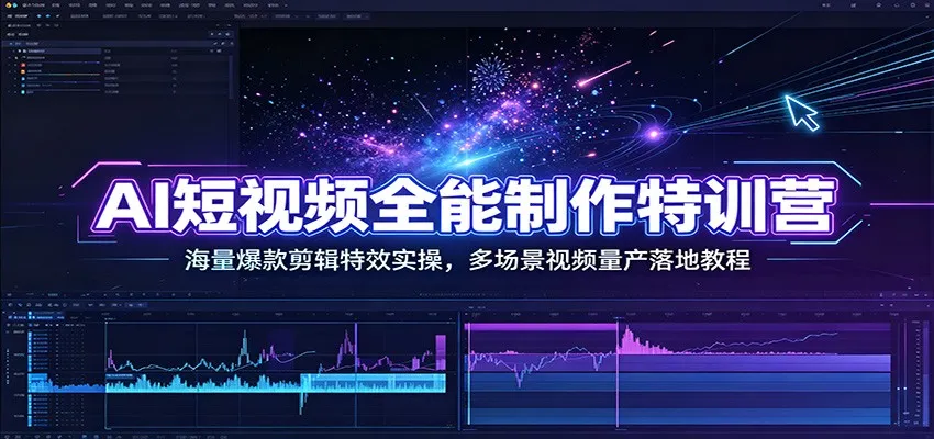 AI短视频全能制作特训营:海量爆款剪辑特效实操,多场景视频量产落地教程-706资源网