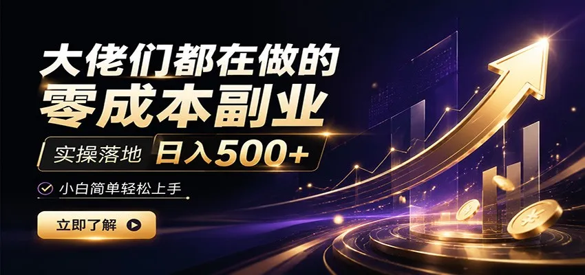 大佬们都在做的零成本副业,实操落地日入500+,小白一秒上手-706资源网