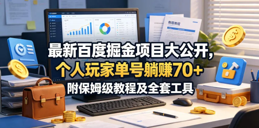 最新百度掘金项目大公开，个人玩家单号躺賺70+，附保姆级教程及全套工具【揭秘】-706资源网
