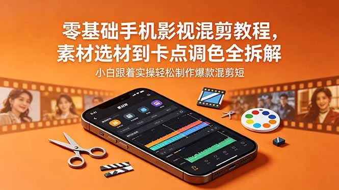 零基础手机影视混剪教程，素材选材到卡点调色全拆解，小白跟着实操轻松制作爆款混剪短片-706资源网